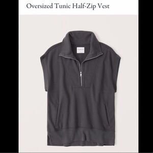 NWT A&F Black Oversized Tunic Half-Zip Sweatshirt